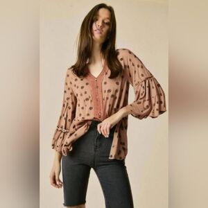 Maurices Brown Daisy Print Boho Blouse